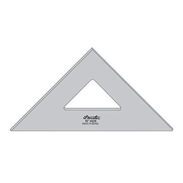 Imagem de Esquadro 2 mm de Espessura Ângulos 45°/45°/90°, Acrílico Fumê, 28 cm, 4528, Trident