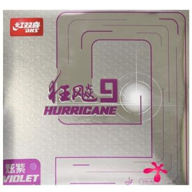 Imagem de Ppbigu Tênis de mesa colorido DHS Hurricane 9 borracha/borracha de pingue-pongue, 2,15 mm, dureza 38 graus, com película adesiva de manga protegida de borracha gratuita (violeta)