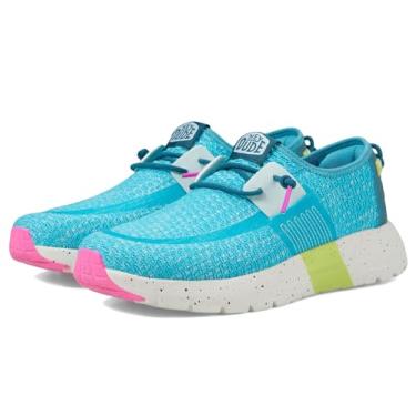 Imagem de HEYDUDE Sirocco W Sport Stripe Teal Tamanho 36 | Sapatos femininos | Tênis feminino sem cadarço | Confortável e leve