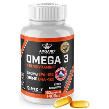 Imagem de Omega 3 Epa Dha + Vitamina E, Selo FOS e MEG3, 1400Mg (120 Caps), Livre de Metais Pesados, Produto extraído de Pesca Sustentável Axgard Supplements