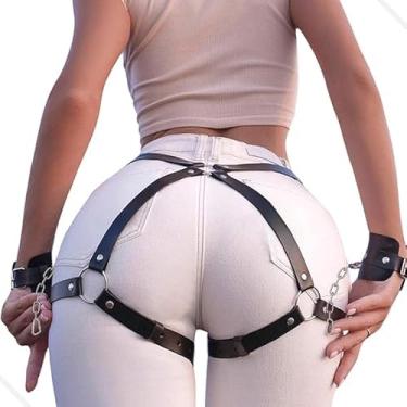 Imagem de Harness com Algemas Arreio Feminino Arnês Submission Slim - BDSM - FETICHE - SADO - SEX SHOP