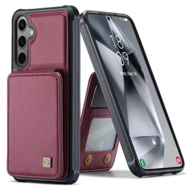 Imagem de Capa de couro carteira de cartões magnéticos para Samsung Galaxy S24 Ultra S23 FE S22 Plus A55 A35 A15 A54 A14 A24 A34 5G Capa de suporte, vermelho escuro, para Sumsung A15