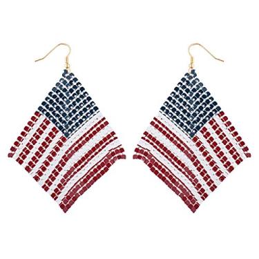 Imagem de Lux Accessories Brincos do Dia da Independência dos EUA com bandeira de ouro americana 4 de julho