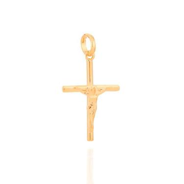 Imagem de Pingente banhado ouro 3x 24k 18k e 22k unissex crucifixo cruz com cris