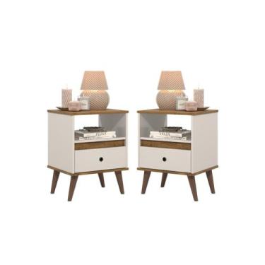 Imagem de Kit Conjunto 2 Mesa de cabeceira Retro minimalista - Ted - Cal Móveis,