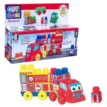 Imagem de Brinquedo de Montar Coti Bloco Caminhão de Bombeiro Cor Sortida 20 Peç