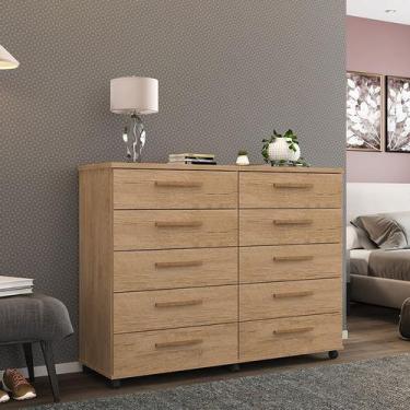 Imagem de Cômoda Amsterdã 10 gavetas Amendoa com rodízios - Milani Movelaria