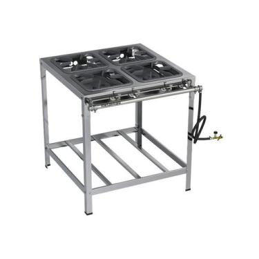 Imagem de Fogão Industrial 4 Bocas 30X30 Alta Pressão S2010 Aço Inox Metalmaq
