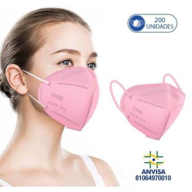 Imagem de 200 Máscaras Respiratórias KN95 PFF2 WWDoll 5 Camadas Rosa