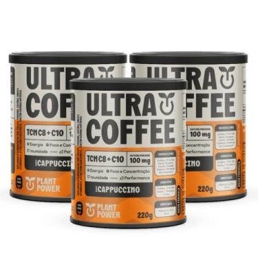 Imagem de 3x Ultra Coffee Plant Power Cappuccino 220g, Cappuccino