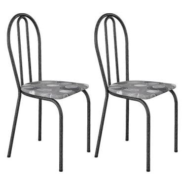 Imagem de Kit 2 Cadeiras de Cozinha Texas Estampado Pará Pés de Ferro Cromo Pret