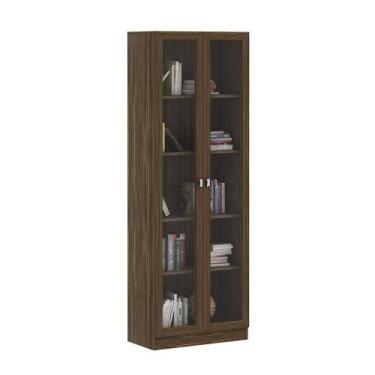 Imagem de Armário Estante Alto Porta de Vidro ME4115 MDP Nogal G69 - Gran Belo