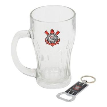 Imagem de Caneca Vidro Com Abridor Garrafas 450ml - Corinthians - Mileno