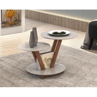 Imagem de Mesa De Centro Redonda Dupla Sala Madeira E Mdf Decorativa Laguna - D+