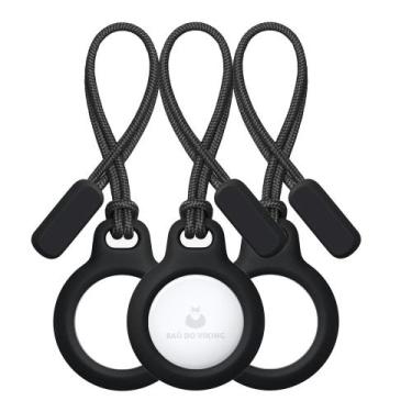 Imagem de Kit Chaveiro Case TPU Proteção Capa Preto Compatível Com AirTag Bob - 