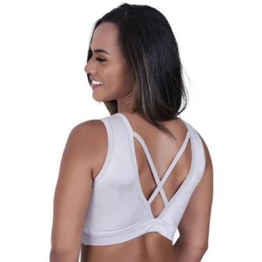 Imagem de Top fitness feminino decote v bojo cirrê relevo poliamida manu-orbis -