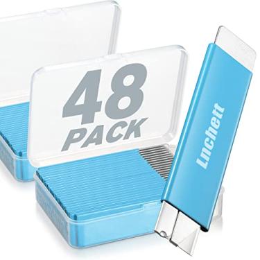 Imagem de Lnchett Cortador de caixa, pacote com 48 minicortadores retráteis de papelão para embalagens, caixas e papel, toda a bainha resistente de metal, cortador básico funcional com capa, design de bola de
