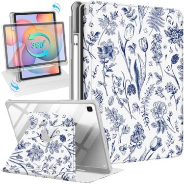 Imagem de Kidcube Capa para Samsung Galaxy Tab S6 Lite 10,4 polegadas 2022/2020 para mulheres meninas capa fólio fofa com suporte de lápis floral flor bonita design feminino suporte giratório capas para tablet