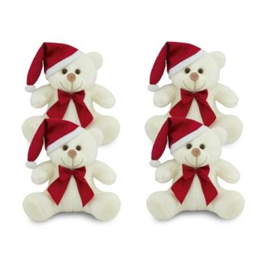 Imagem de 4 Bonecos de Pelúcia Papai Noel 20cm Enfeite Natal (Baunilha)