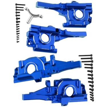 Imagem de Rcarmumb RC Front and Rear Bulkhead Gearbox Upgrades Part for 1/16 E-Revo (VXL),Slash 4WD,Summit,Alloy Aluminum Bulkhead Gearbox Hops Up,Navy Blue