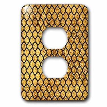 Imagem de 3dRose LSP_222315_6 Capa de tomada de ouro falso e preto padrão Quatrefoil 2