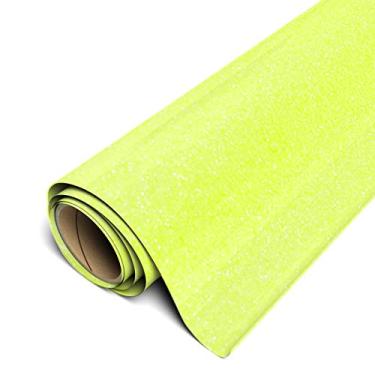 Imagem de Siser Glitter HTV Rolo de 11,8" x 5 jardas – Ferro em vinil de transferência de calor (amarelo neon)
