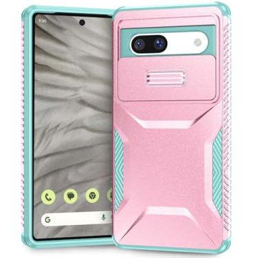 Imagem de Yerebel Capa para Pixel 7A, Capa para Pixel 7A G0DZQ com capa de câmera deslizante, de grau militar, antiderrapante, resistente, à prova de choque, capa protetora para celular Google Pixel 7A PC rosa