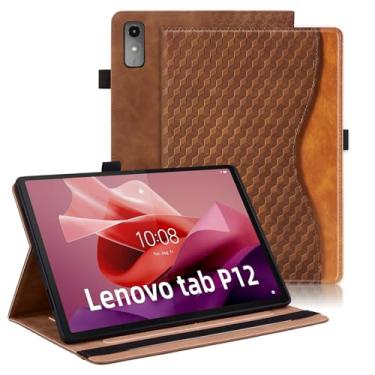 Imagem de Varohix Capa para Lenovo Tab P12 de 12,7 polegadas (TB370FU), capa fólio retrô para Lenovo Xiaoxin Pad Pro de 12,7 polegadas, capa de couro PU com bolso para cartão, marrom