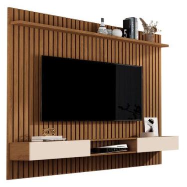 Imagem de Painel Com Nicho Ripado Amadeirado Para Sala Venus Tv Até 72 - Giga Mó