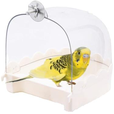 Imagem de Gaiola de pássaro tubo de banho periquito para periquito Lovebird acessórios para gaiola (branco)