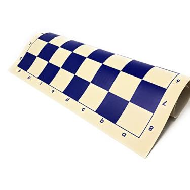 Imagem de Tabuleiros de xadrez de vinil padrão - Tabuleiros de xadrez profissionais de clube e torneios (quadrados de 5,5 cm, azul)