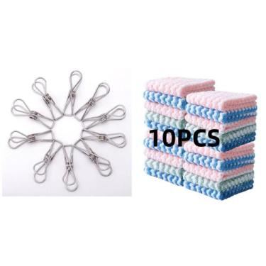 Imagem de Pano Microfibra Sintética 10und + Prendedor Aço 20und