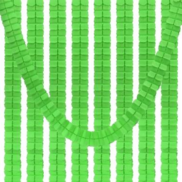 Imagem de PATIKIL Guirlanda de quatro folhas de 3 metros, pacote com 9 guirlandas de flores de papel de seda para pendurar serpentinas reutilizáveis para decorações de fundo de festa de casamento, verde limão