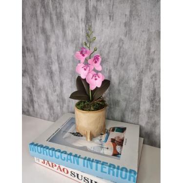 Imagem de Arranjo De Mini Orquídea Rosa Vaso Bege Redondo - FLORESCER DECOR