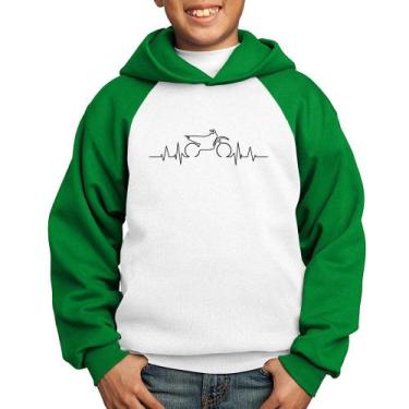 Imagem de Moletom Infantil Batimentos Cardíacos Motocross - Foca na Moda, Branco