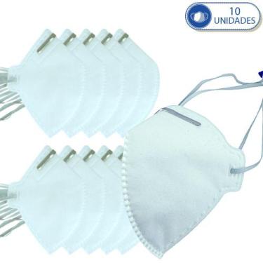 Imagem de 10 Máscaras Não Reutilizáveis PFF2 KSN Branca Para Proteção