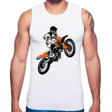 Imagem de Regata Motocross Jump Laranja - Foca na Moda, Branco, M