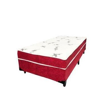 Imagem de Cama Box Conjugada Mola Solteiro Suede - GENKI KENKO, VERMELHO