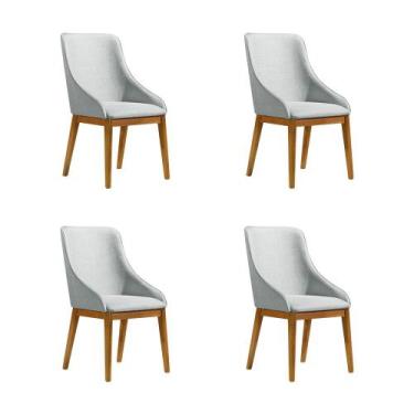 Imagem de Kit 4 Cadeiras de Jantar Luxo Estofada Elisa Anatômica Linho Cinza Bas