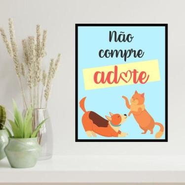 Imagem de Quadro Não Compre, Adote! 24x18cm - com vidro - Quadros On-line, Madei