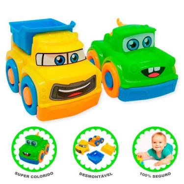Imagem de Kit 2 Carrinhos Monta Desmonta p/ Bebês Brinquedo Infantil - JP BRINK