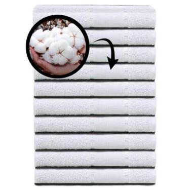 Imagem de Kit 10 Toalhas de Banho Branca Hotel Spa Salão para Bordar Ponto Cruz 