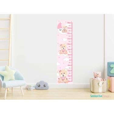 Imagem de adesivo de parede ursa princesa lua régua crescimento - Senhorita Deco