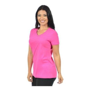Imagem de Blusa Feminina Longa Decote V Lisa - Vesttuario, M, Rosa pink