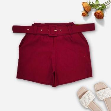 Imagem de Shorts Plus Size com Cinto Cintura alta GG 2189 - Bellucy Modas, Verme