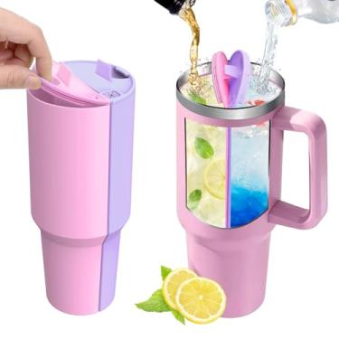 Imagem de Hysagtek Separador de bebidas 2 em 1 para copo Stanley de 850 g, divisor de forro de silicone para bebida de dois lados, separador de forro reutilizável compatível com Stanley Tumbler 850 g, acessório