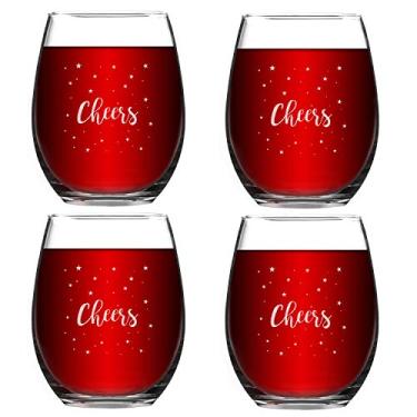 Imagem de Presentes de Natal - Conjunto de 4 taças de vinho de Natal com estrelas brancas, taças de vinho de Natal para decoração de festa de Natal, festa de Natal, ideal para mulheres, amigos, homens, família,