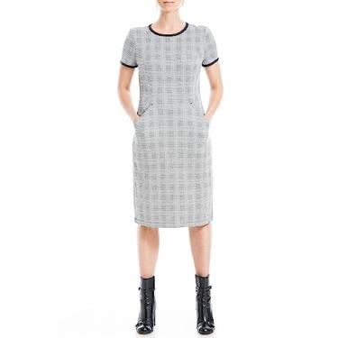 Imagem de Max Studio Vestido feminino de manga curta, Xadrez preto/marfim/tabaco-1907, PP