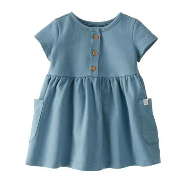 Imagem de little planet by carter's Vestido para bebês meninas feito com algodão orgânico, Azul, 6 Meses
