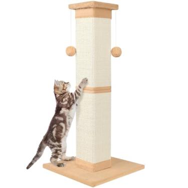 Imagem de Poste arranhador para gatos de sisal natural de 83 cm para gatos internos, arranhador grande para gatos protege seus móveis laranja